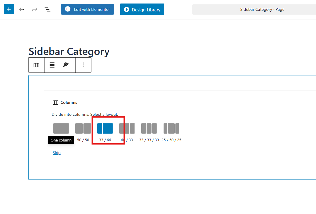 Create a Page and Add Column Layout