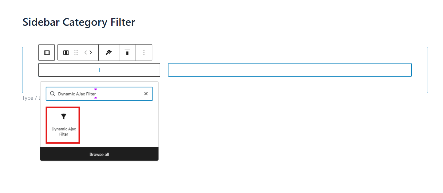 Instead of this short code you use the Dynamic Ajax Filter Block too