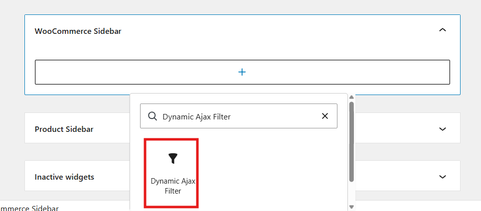add theDynamic Ajax Filter block