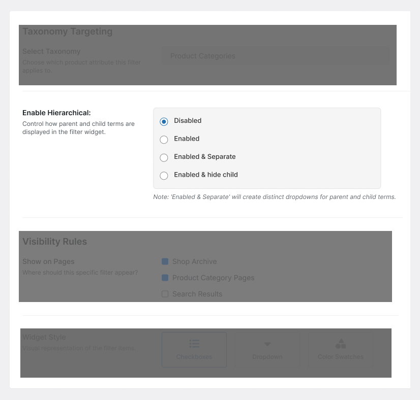 Advanced AJAX Product Filters with hierarchical modes