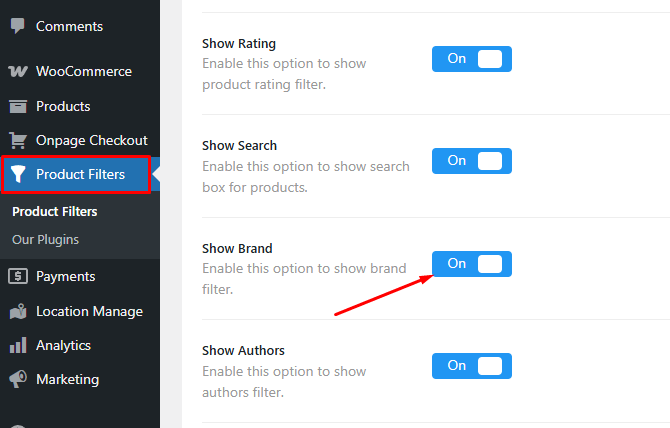 Enable Brands in the Filter Form