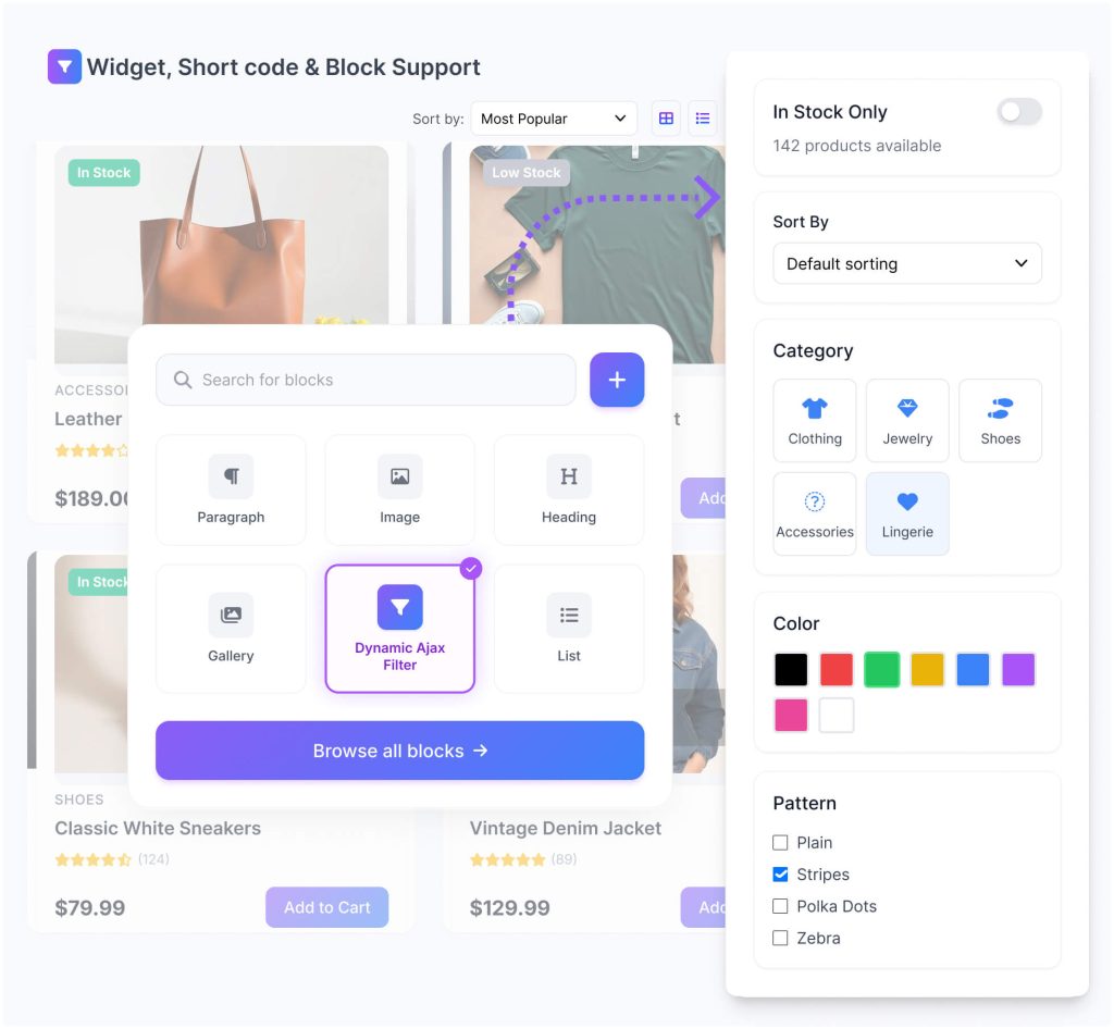 woocommerce ajax product filter Widget and Shortcode Support